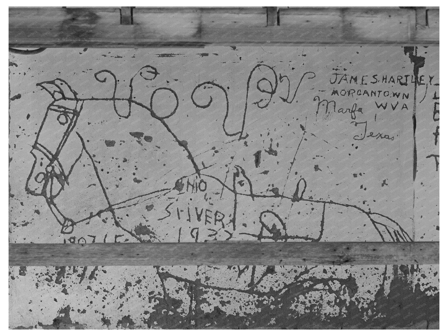 Vintage Drawing of Old Ranch House Marfa Texas 1939