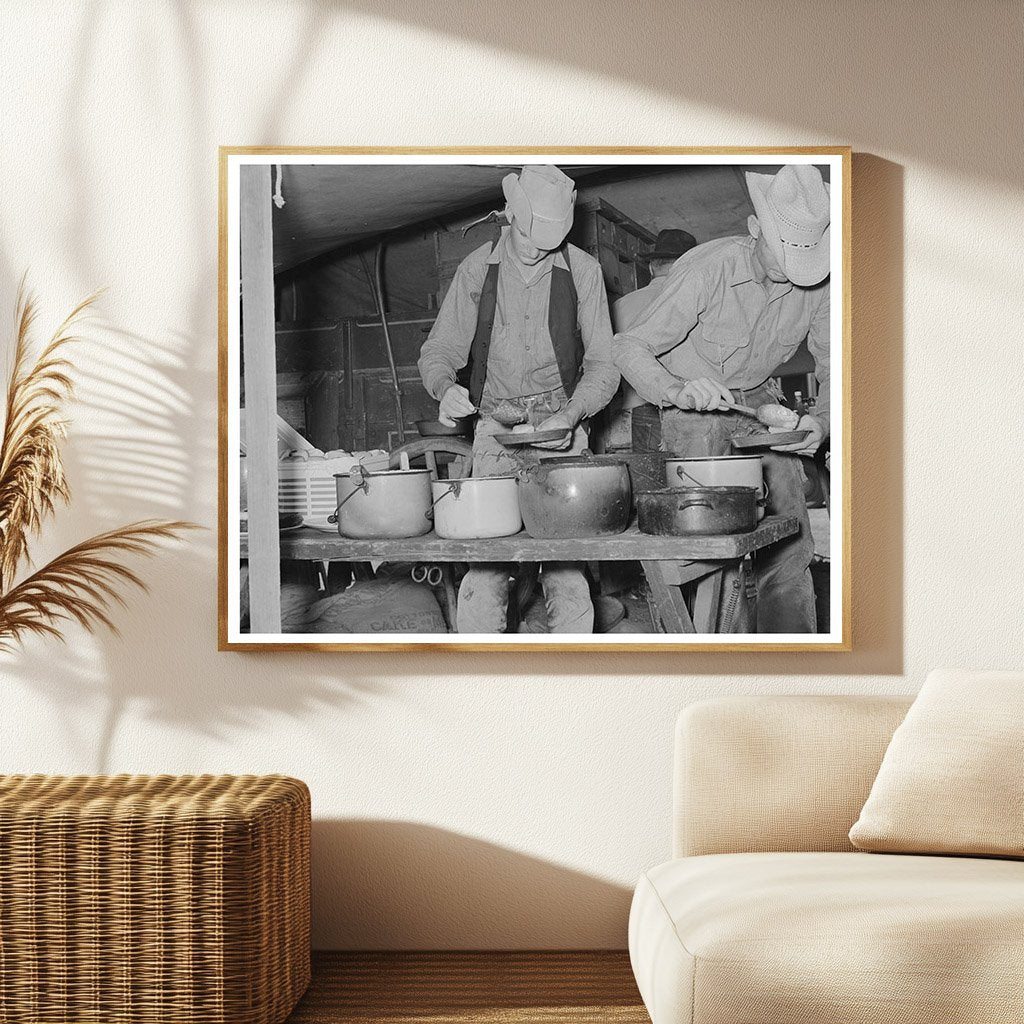 Cowboys Dining at Chuck Wagon SMS Ranch Texas 1939