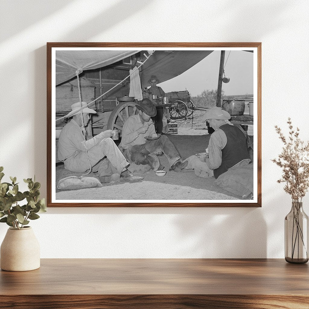 Cowboys Dining at SMS Ranch Spur Texas May 1939
