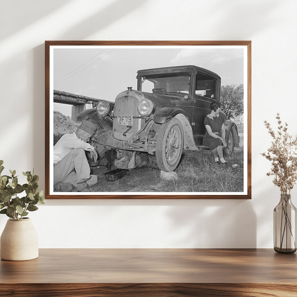 Migrant Steeple-Jack Family Working on Car 1939