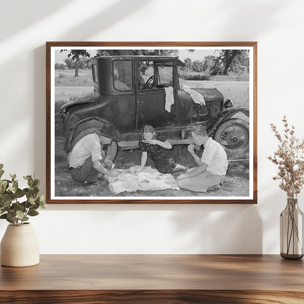 Migrant Workers Dinner by Car in Oklahoma June 1939