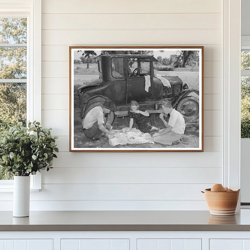Migrant Workers Dinner by Car in Oklahoma June 1939