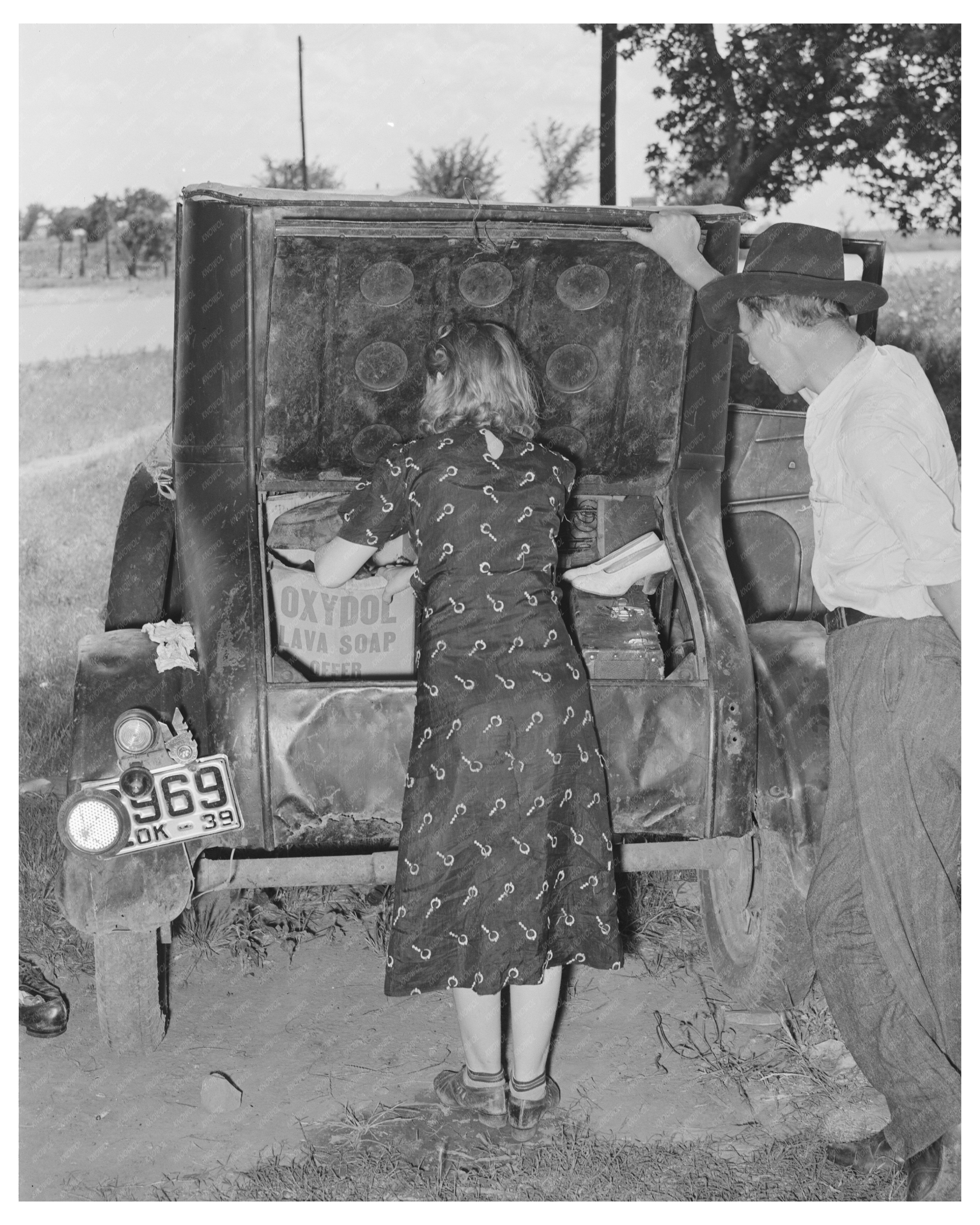 Migrants Loading Car Near Prague Oklahoma June 1939