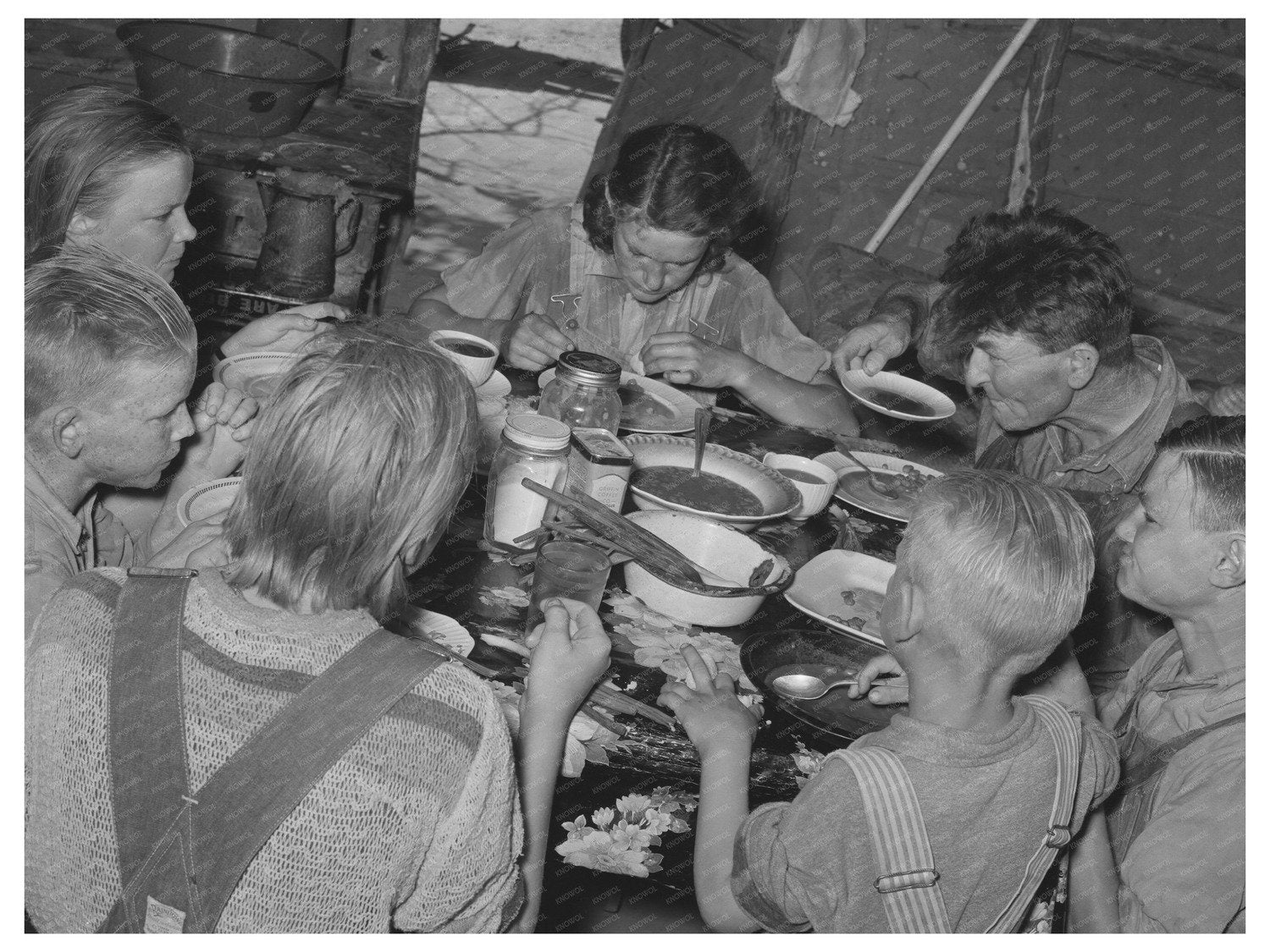 Family Dinner of Agricultural Laborers June 1939 Oklahoma