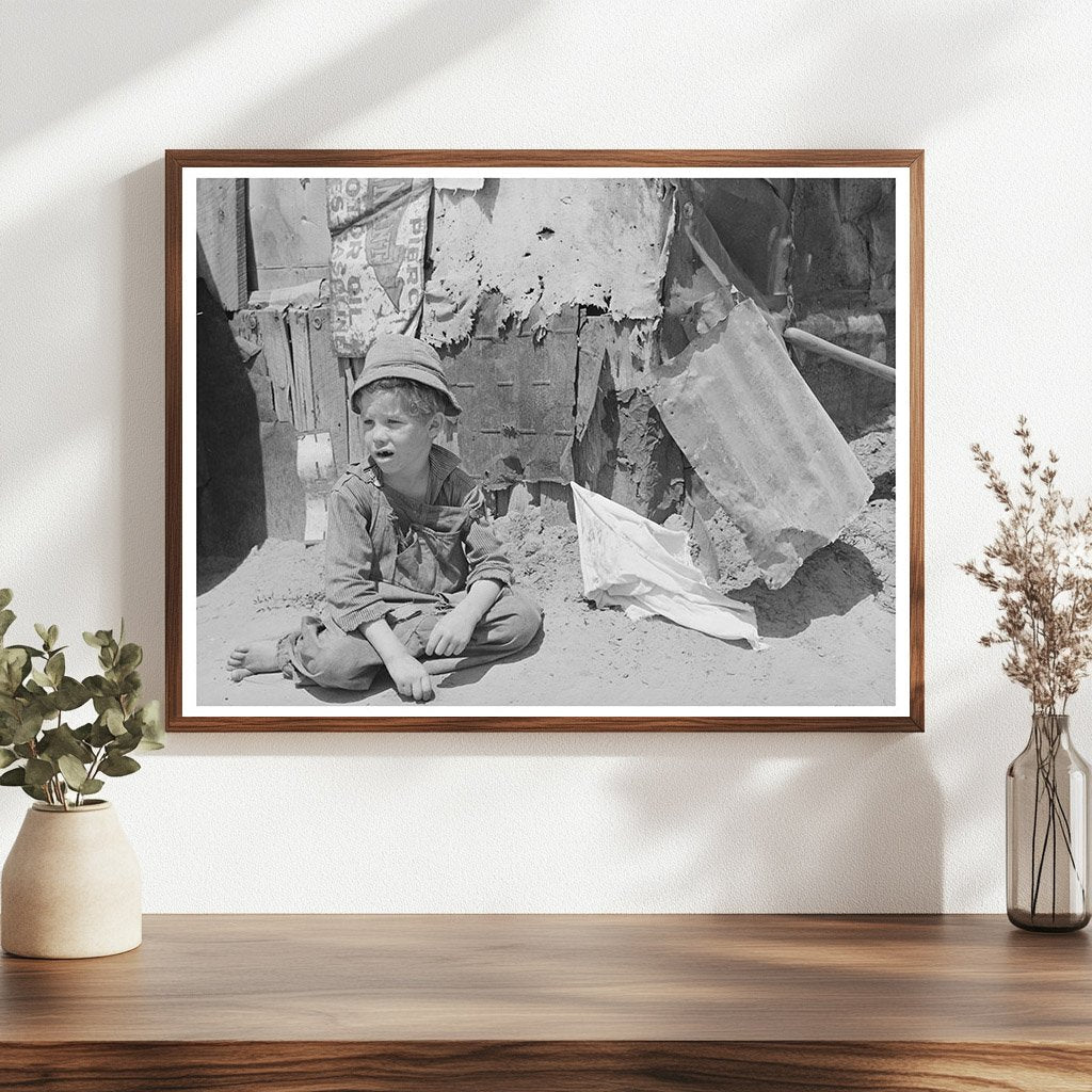 Young Boy by Tent Home in Webbers Falls Oklahoma 1939