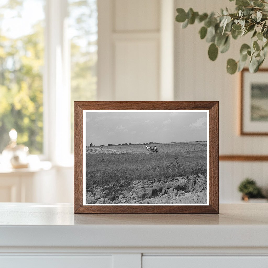 1939 Cotton Field Plowing in Warner Oklahoma Landscape