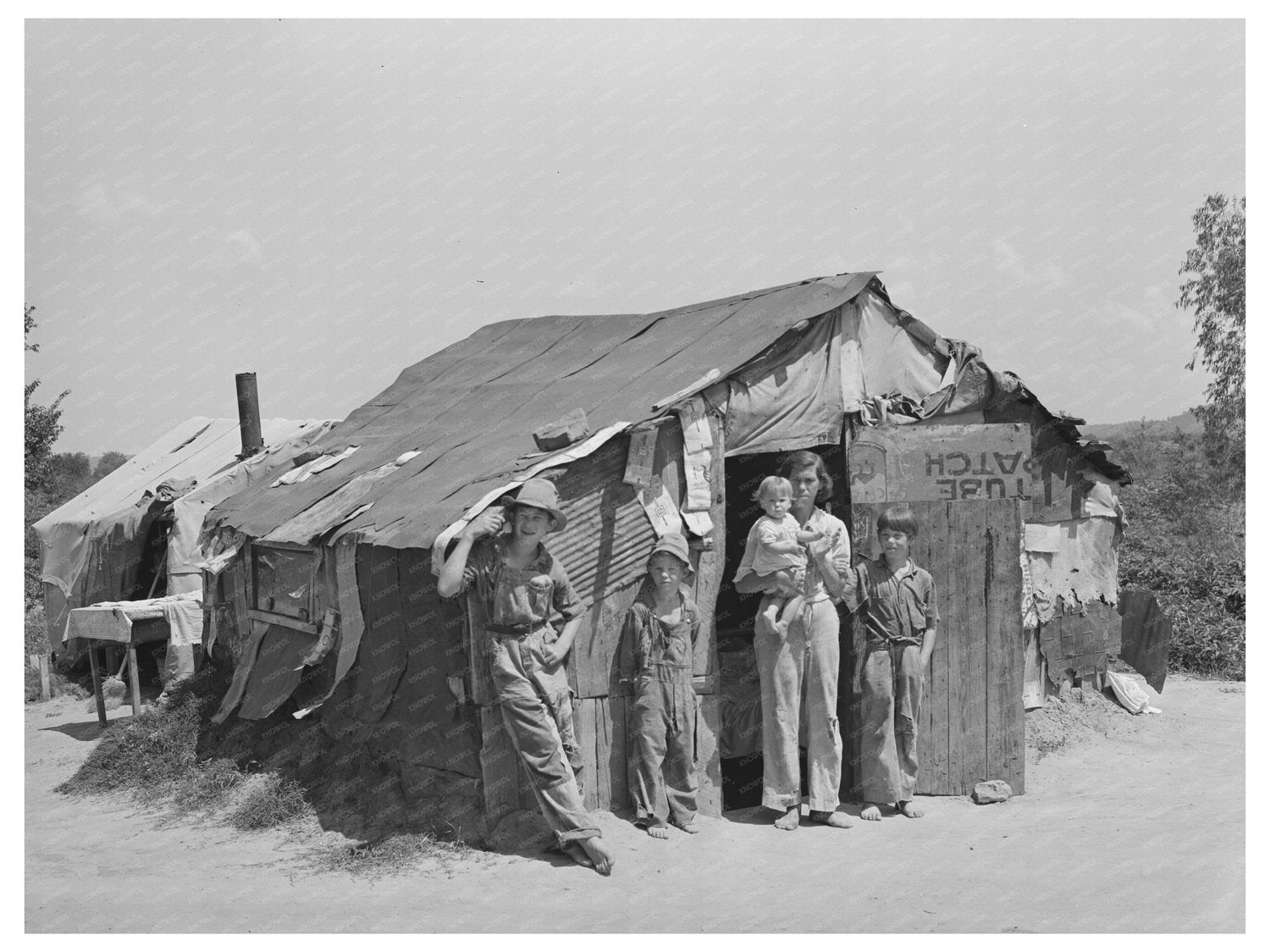 Migrant Family in Arkansas River Bottom June 1939