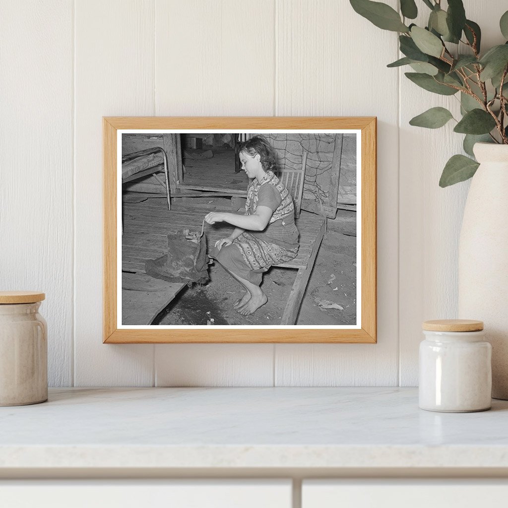Wife Freezing Ice Cream on Porch Warner Oklahoma June 1939