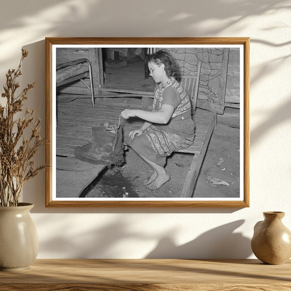 Wife Freezing Ice Cream on Porch Warner Oklahoma June 1939