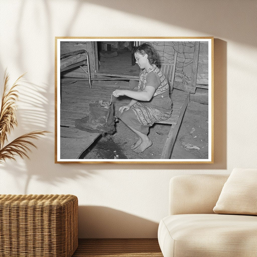 Wife Freezing Ice Cream on Porch Warner Oklahoma June 1939