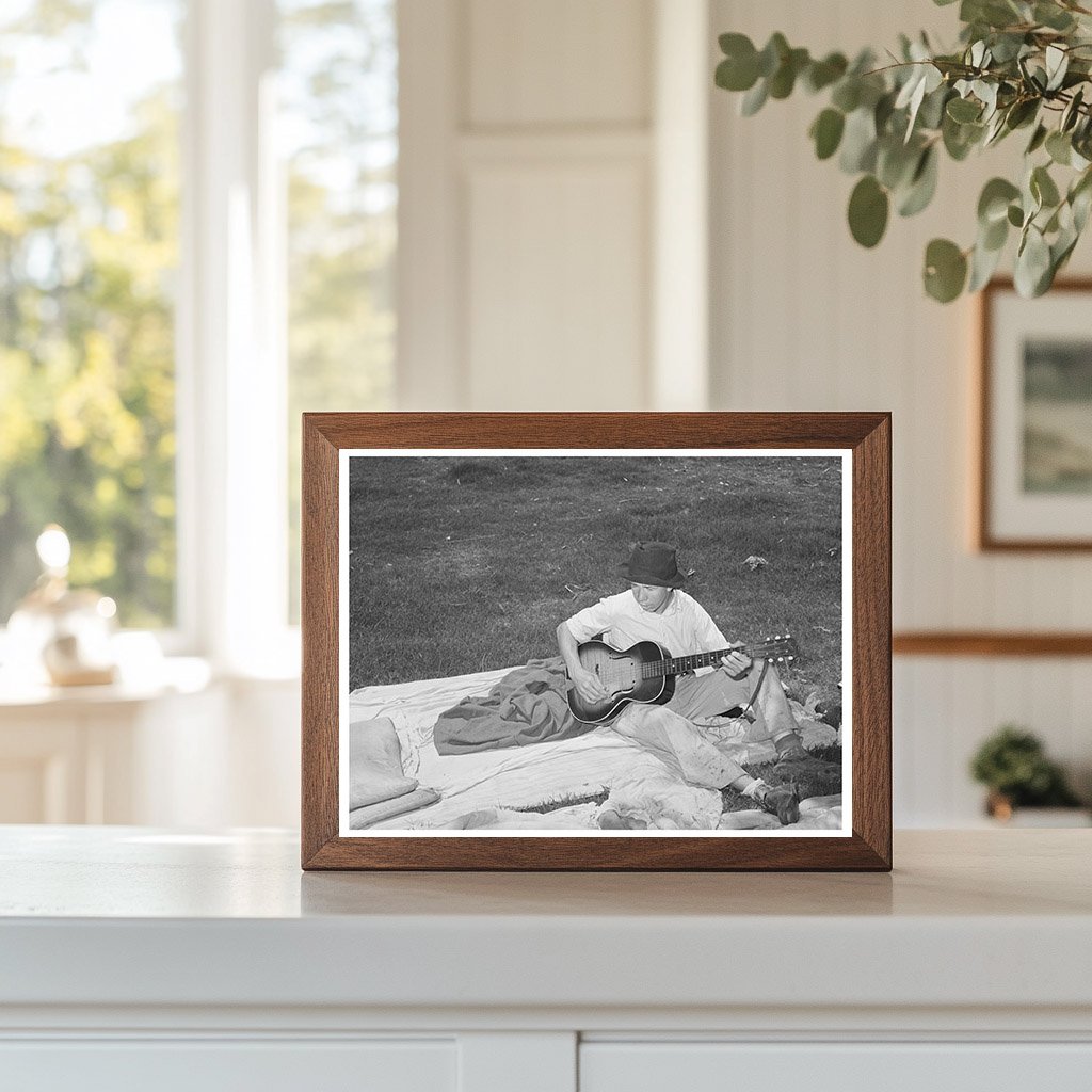 Migrant Boy Playing Guitar Oklahoma June 1939