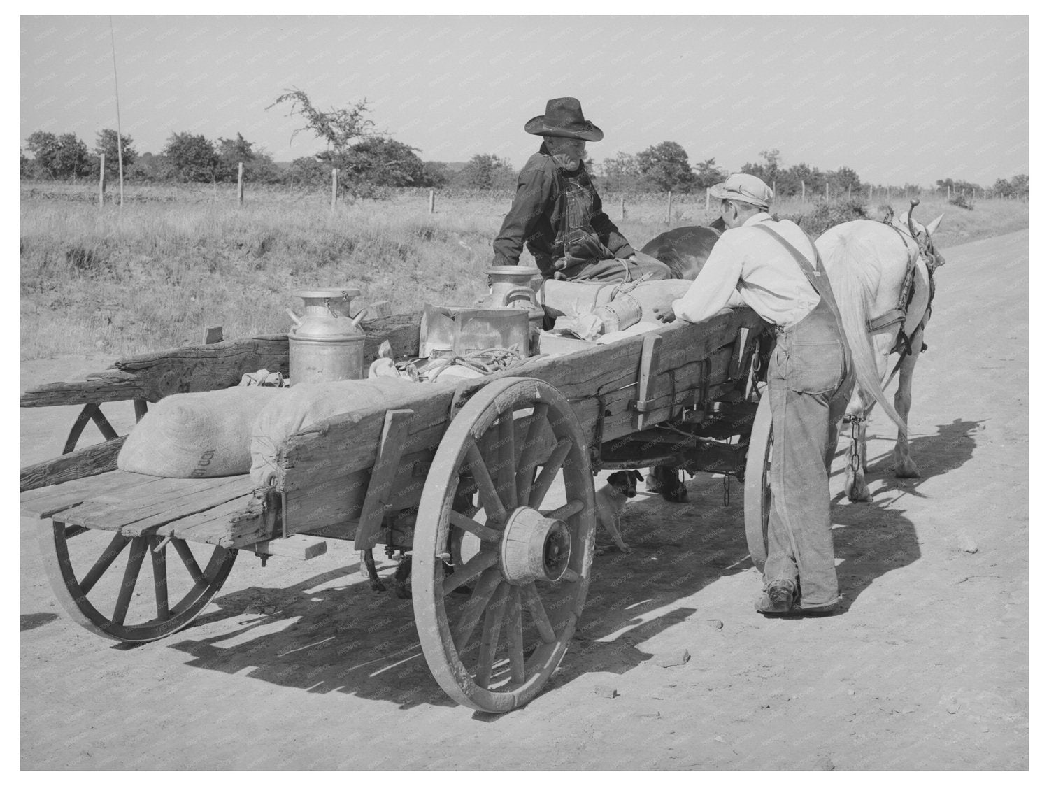 Farmers Wagon Departs McIntosh County Oklahoma 1939