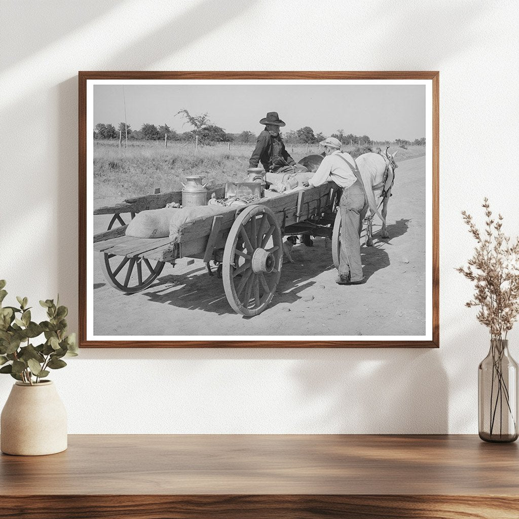 Farmers Wagon Departs McIntosh County Oklahoma 1939