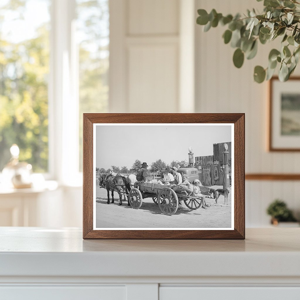 Farmers Wagon Departing Store McIntosh County Oklahoma 1939