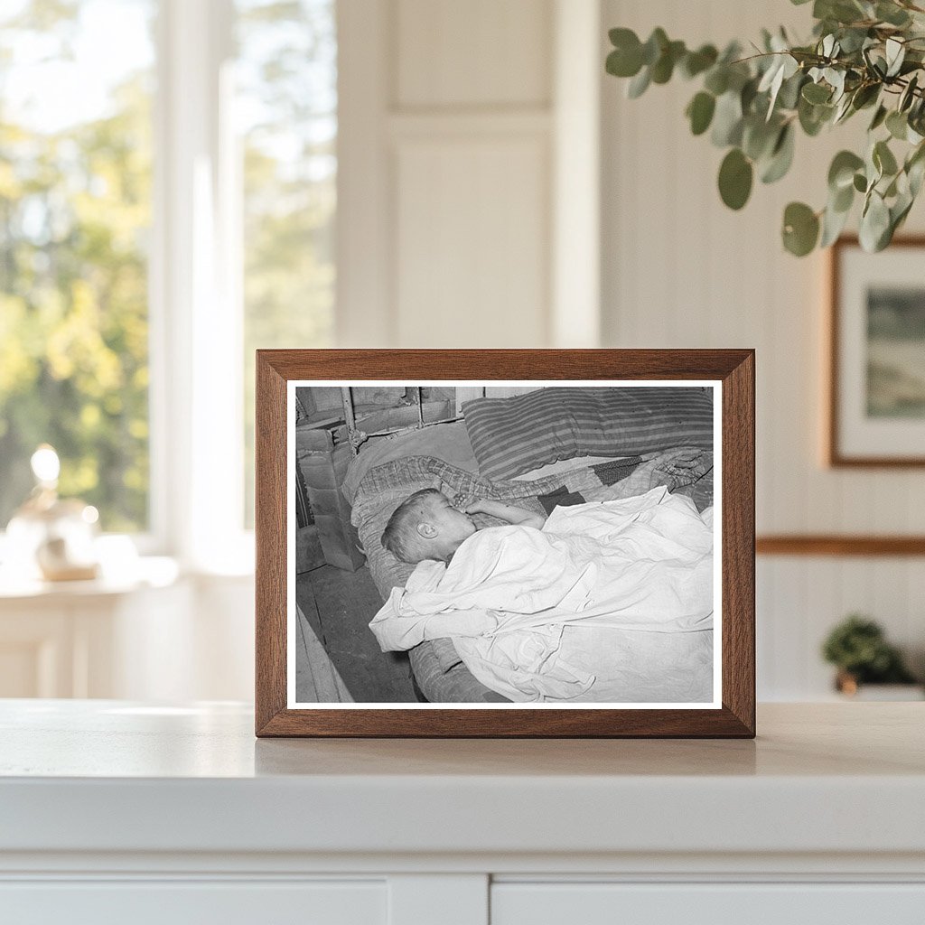 Vintage 1939 Photo of Boy Sleeping in Oklahoma House