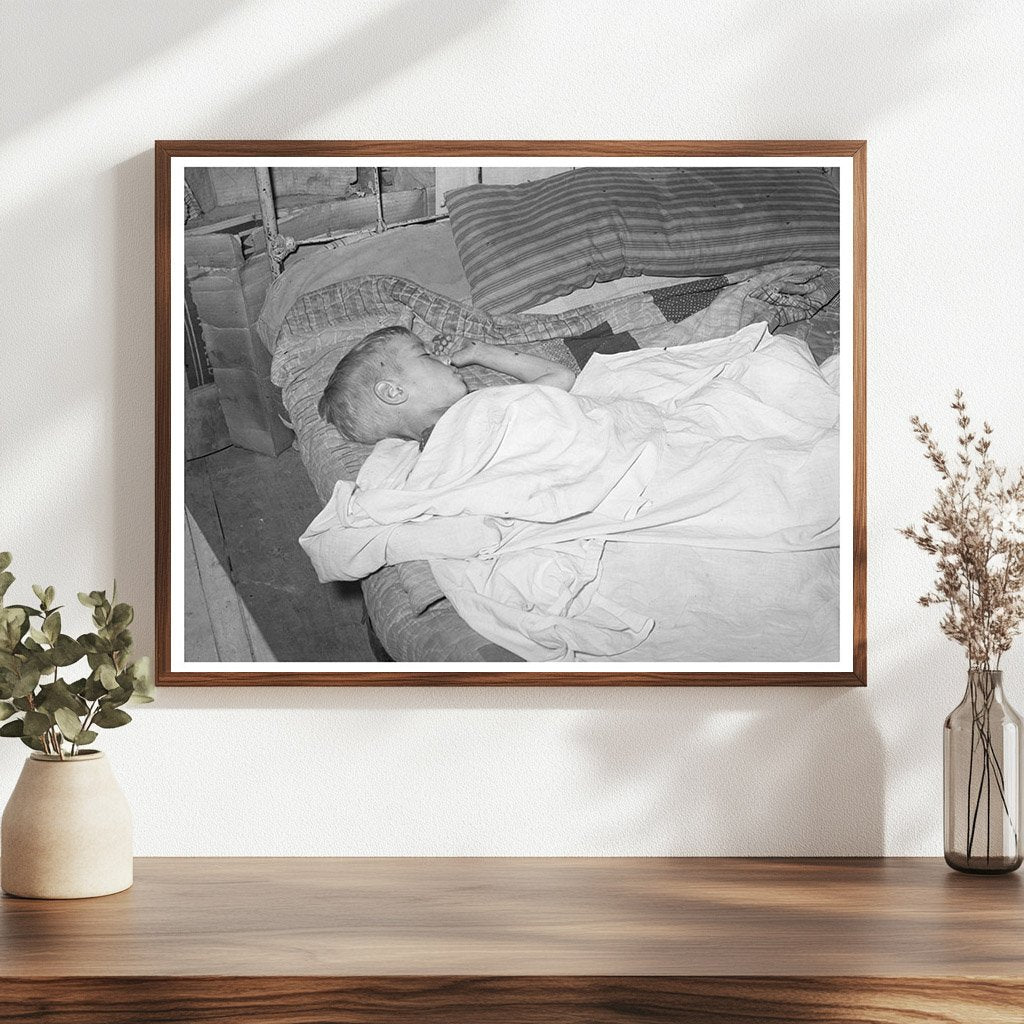 Vintage 1939 Photo of Boy Sleeping in Oklahoma House