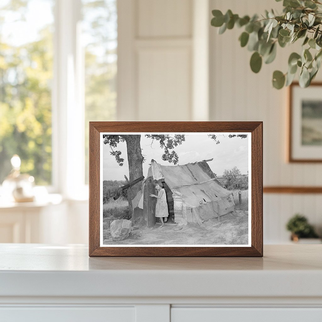 Young Girl at Tent Entrance Poteau Creek Oklahoma 1939