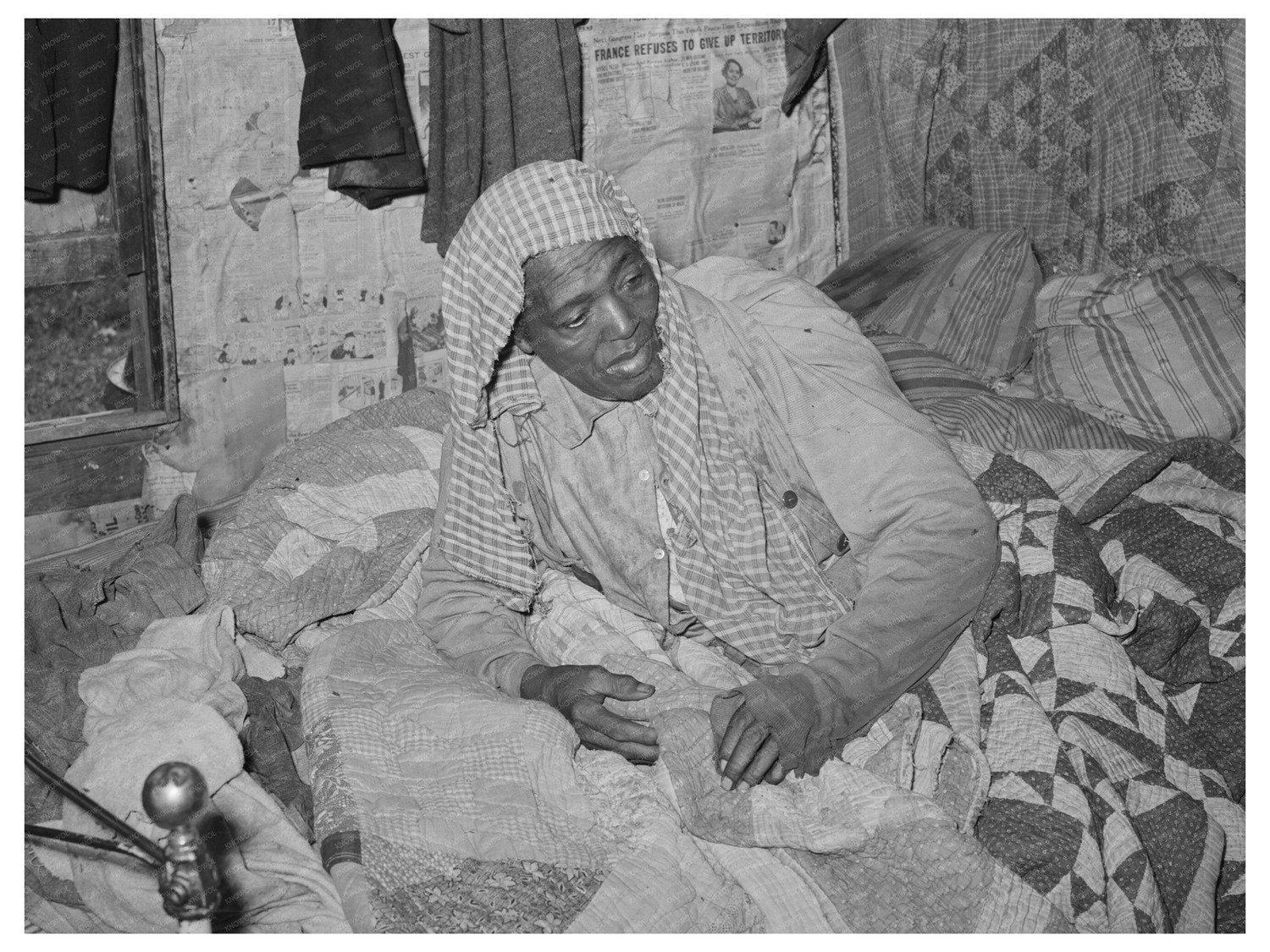 Elderly Woman with Rheumatism in Bed Oklahoma 1939