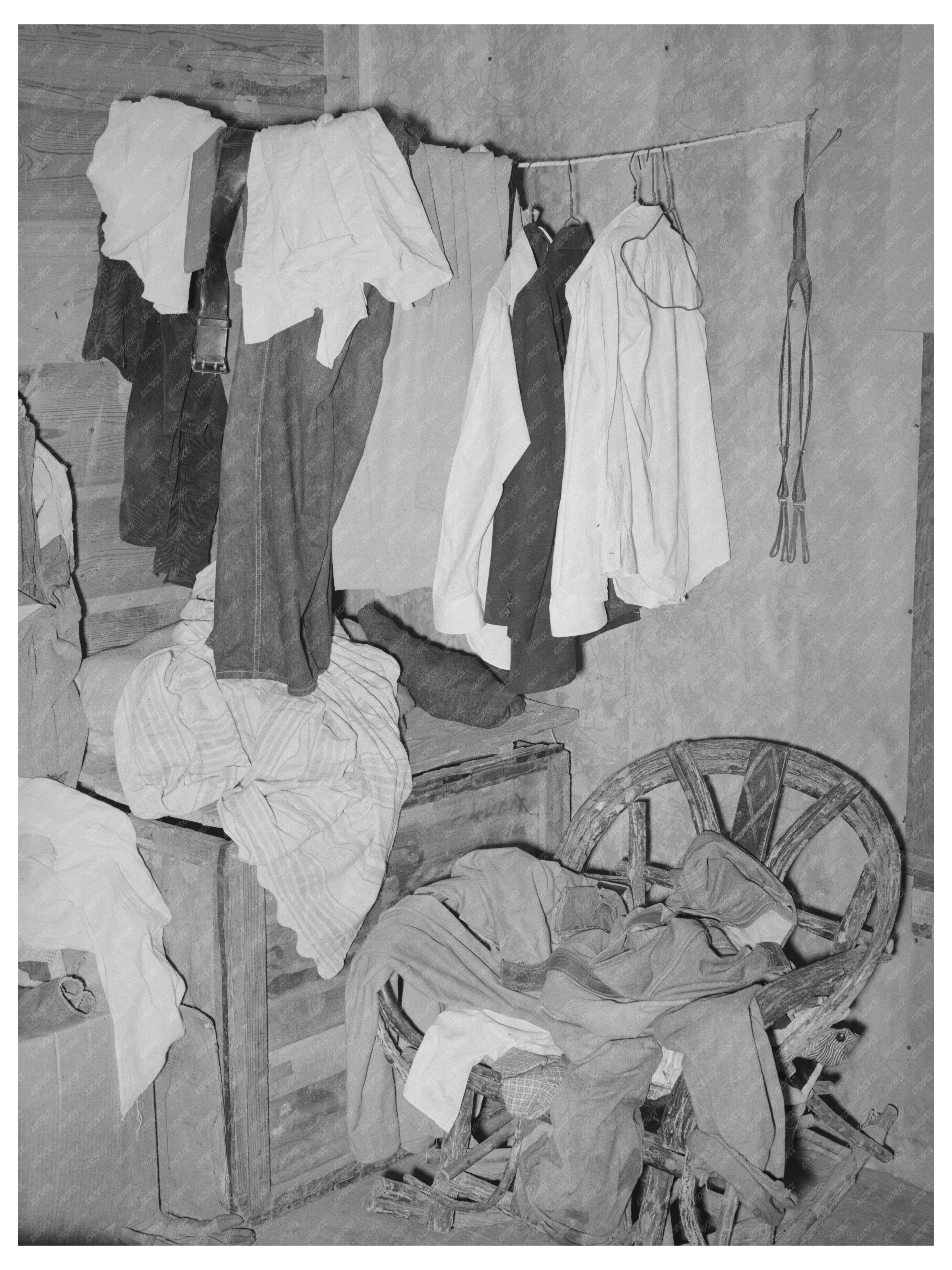 Vintage Bedroom Corner of Tenant Farmer Home 1939