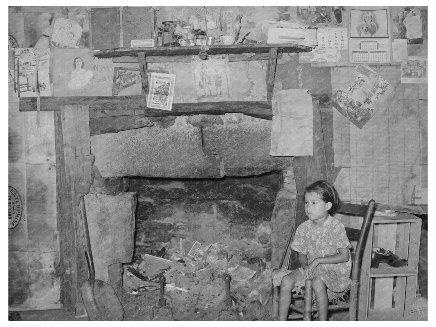 Indian Child by Mantelpiece Sallisaw Oklahoma 1939