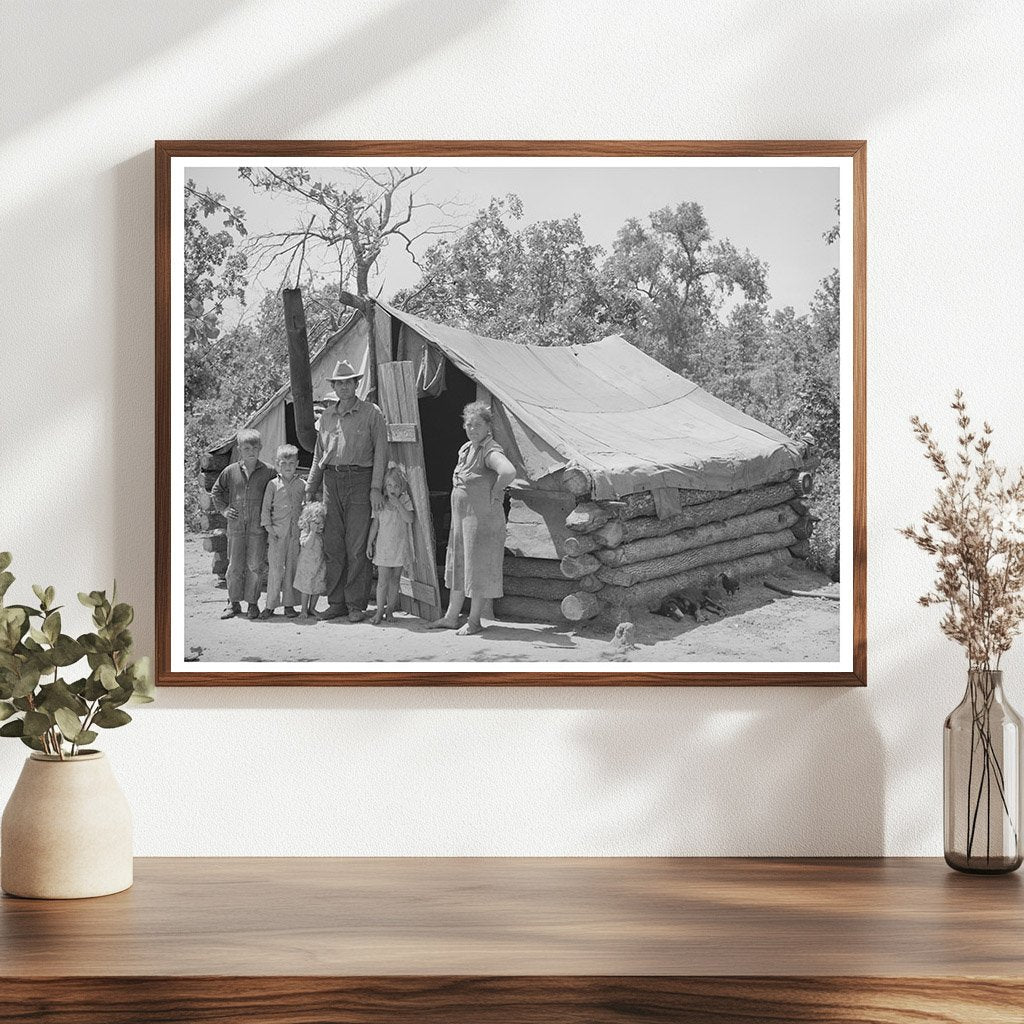 Vintage Family Outside Tent Home Sallisaw Oklahoma 1939