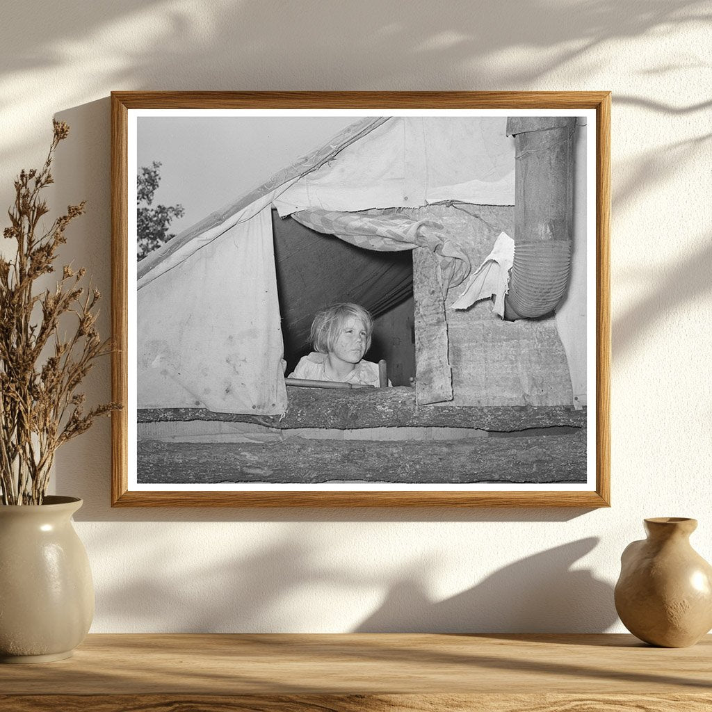 Child in Tent Home Sallisaw Oklahoma 1939