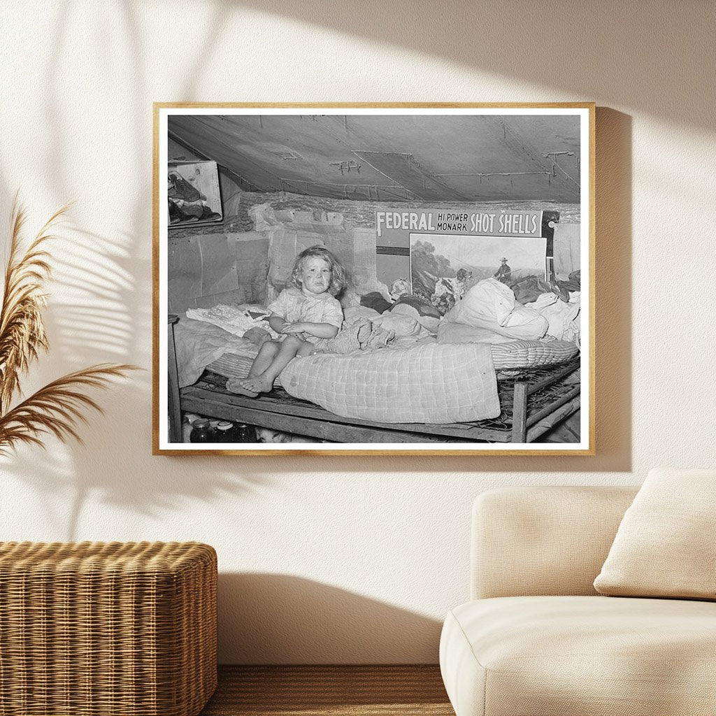 Child on Bed in Tent Home Sallisaw Oklahoma June 1939