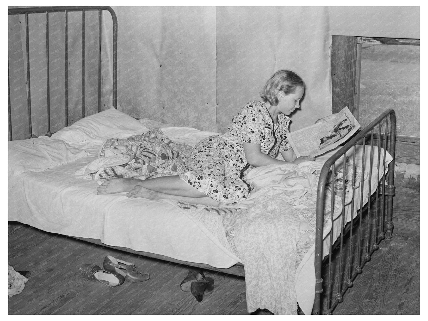 Daughter of Tenant Farmer Reading in Sallisaw 1939
