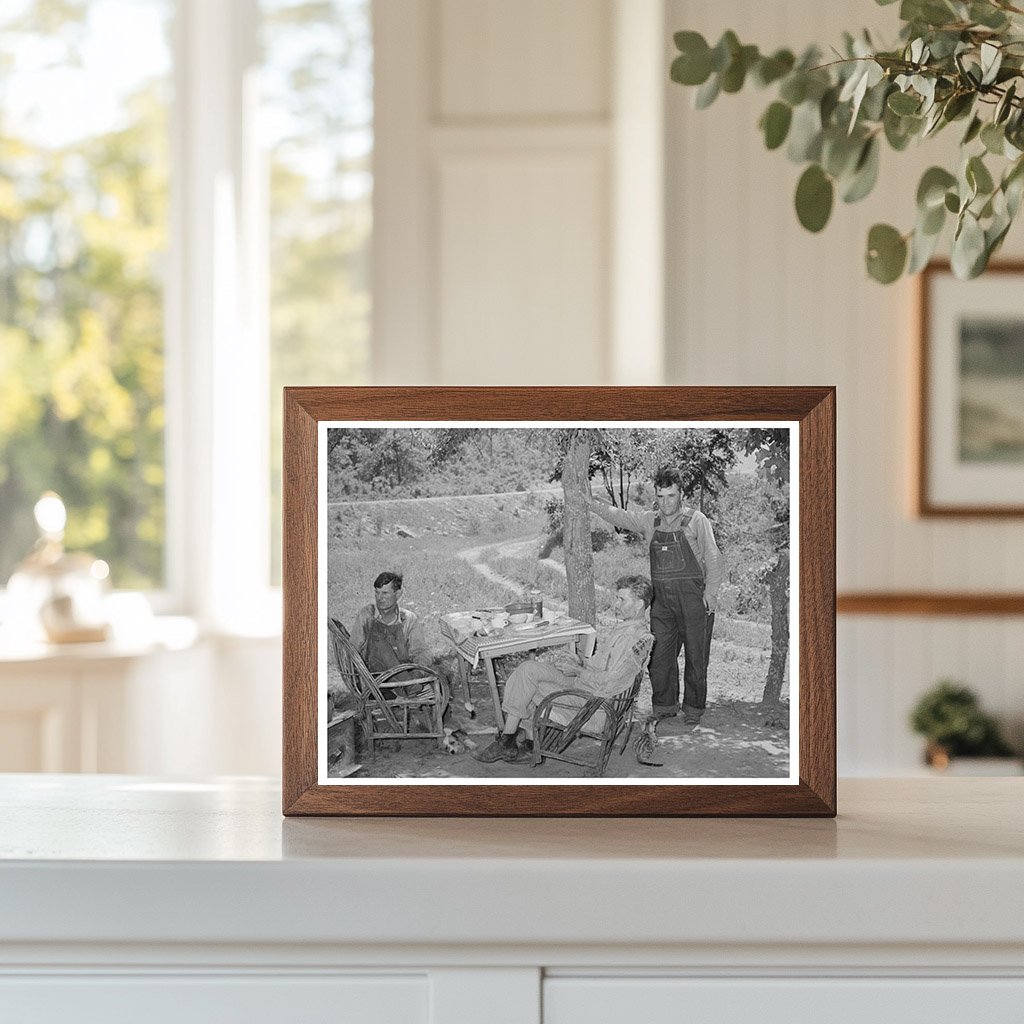 Farmers Visiting Elderly Couple in Tent Oklahoma 1939