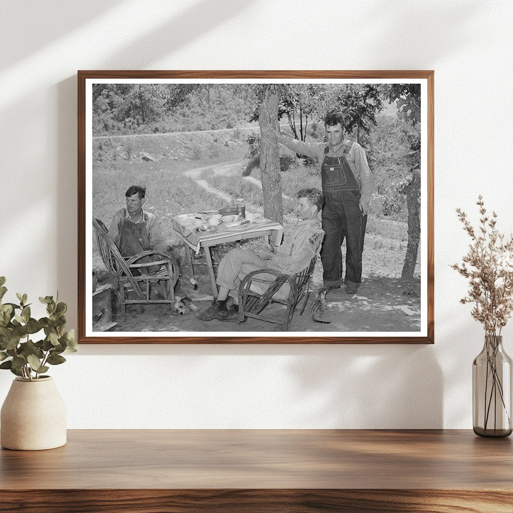 Farmers Visiting Elderly Couple in Tent Oklahoma 1939