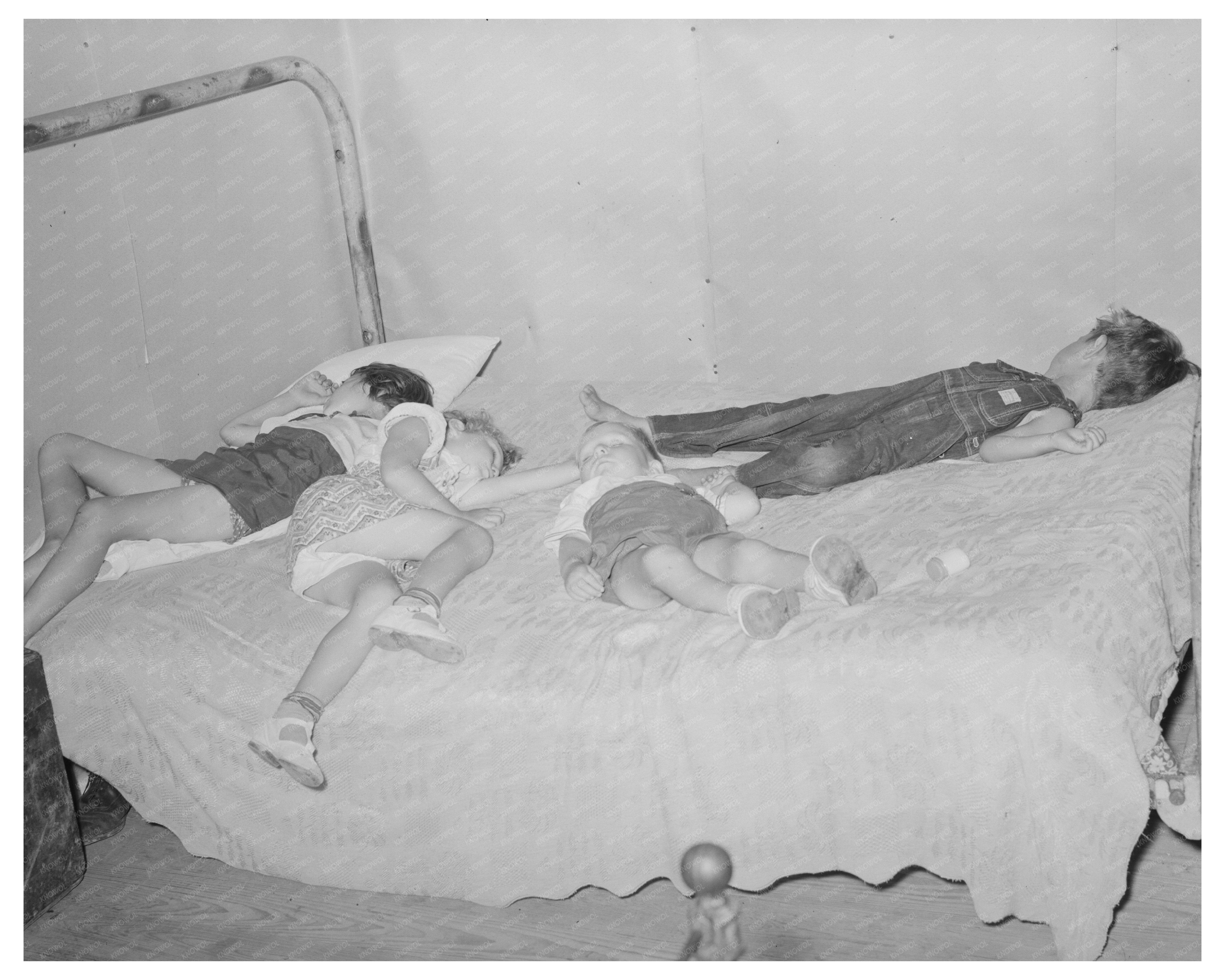 Children Asleep on Bed During Square Dance Oklahoma 1939