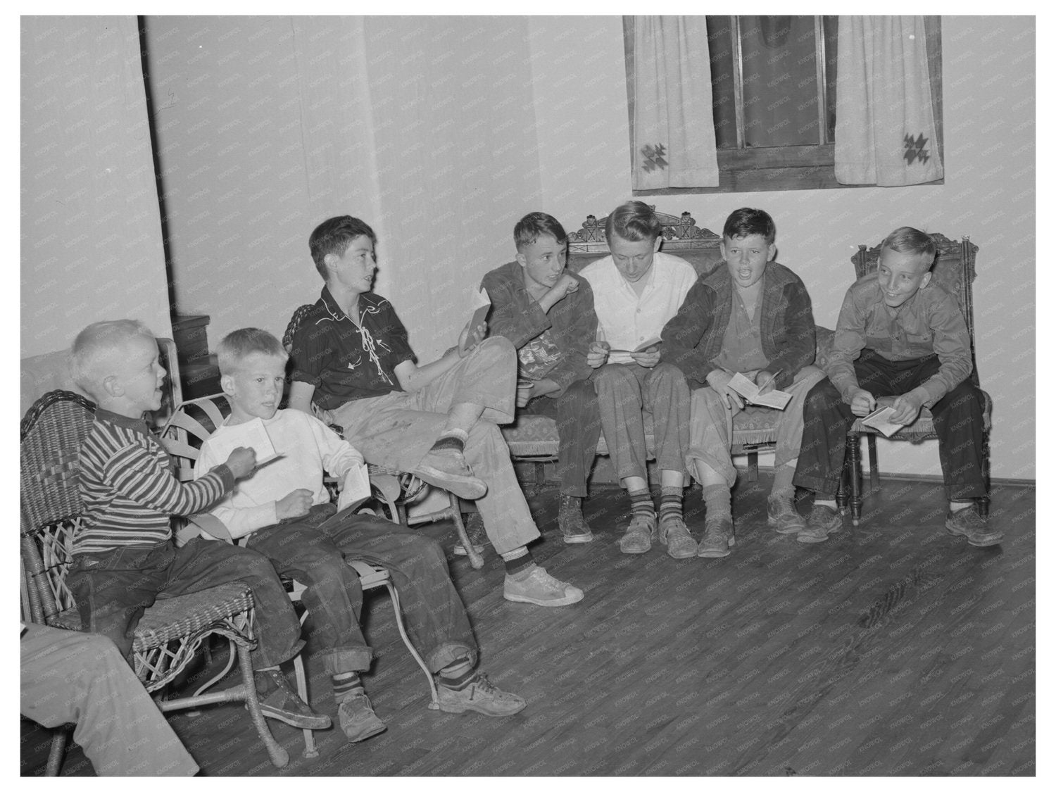 Boys Campfire Gathering in El Porvenir New Mexico 1939