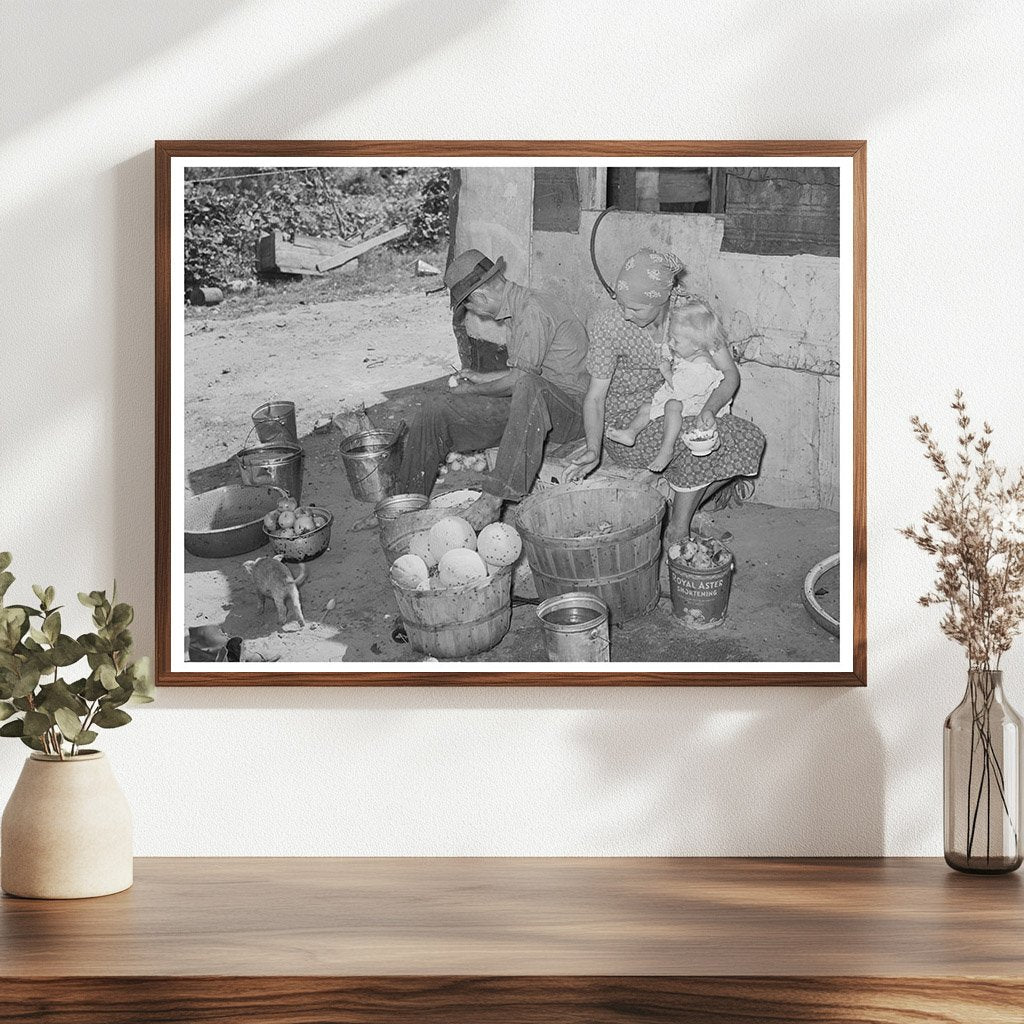 Family Sorting Overripe Fruit in Oklahoma City 1939