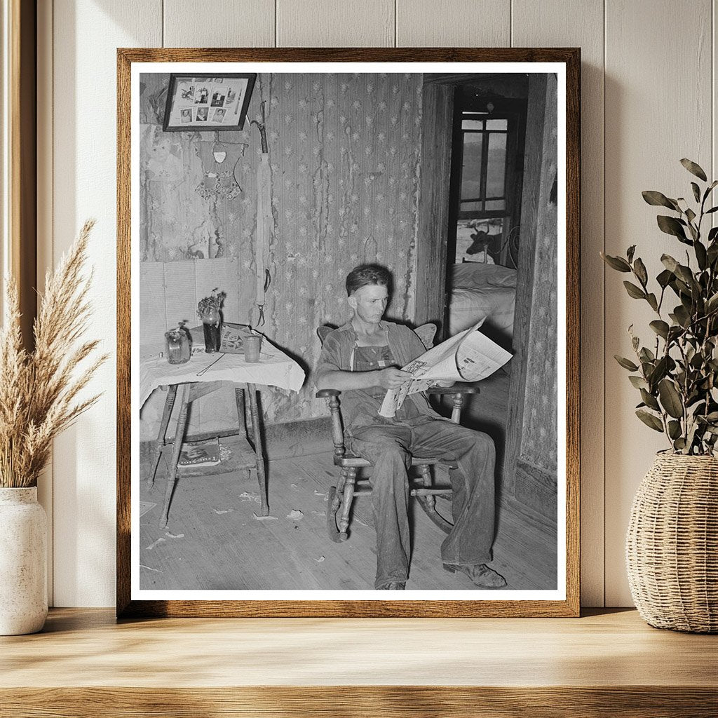 Tenant Farmers Son Reading Newspaper July 1939