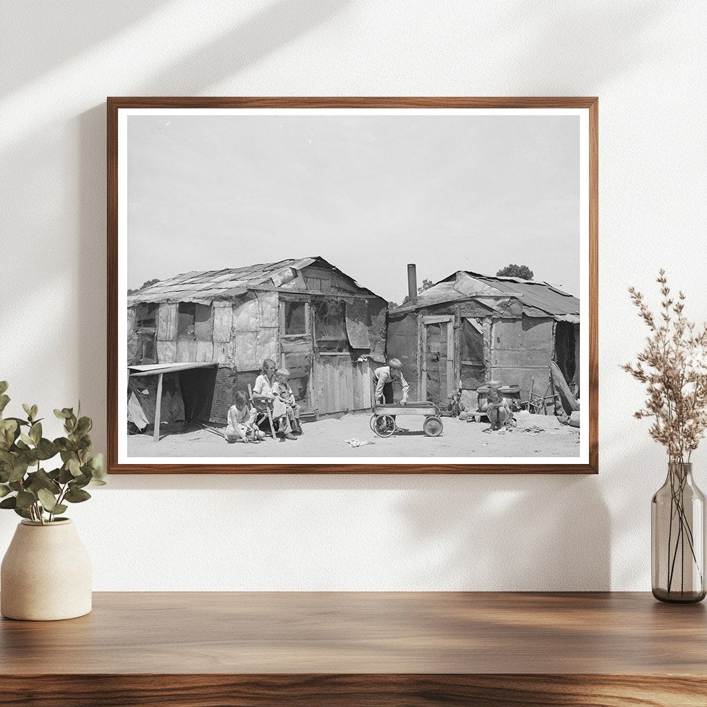 Family Outside Shack Home in Mays Avenue Camp 1939