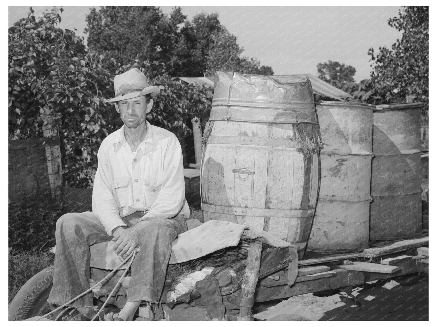 Water Peddler Delivering Water in Oklahoma City 1939