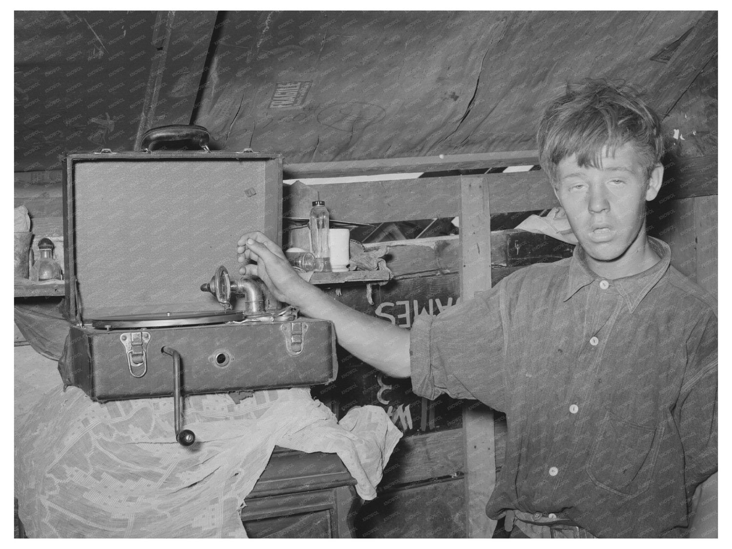 Young Boy Outside Camp Mays Avenue Oklahoma City 1939