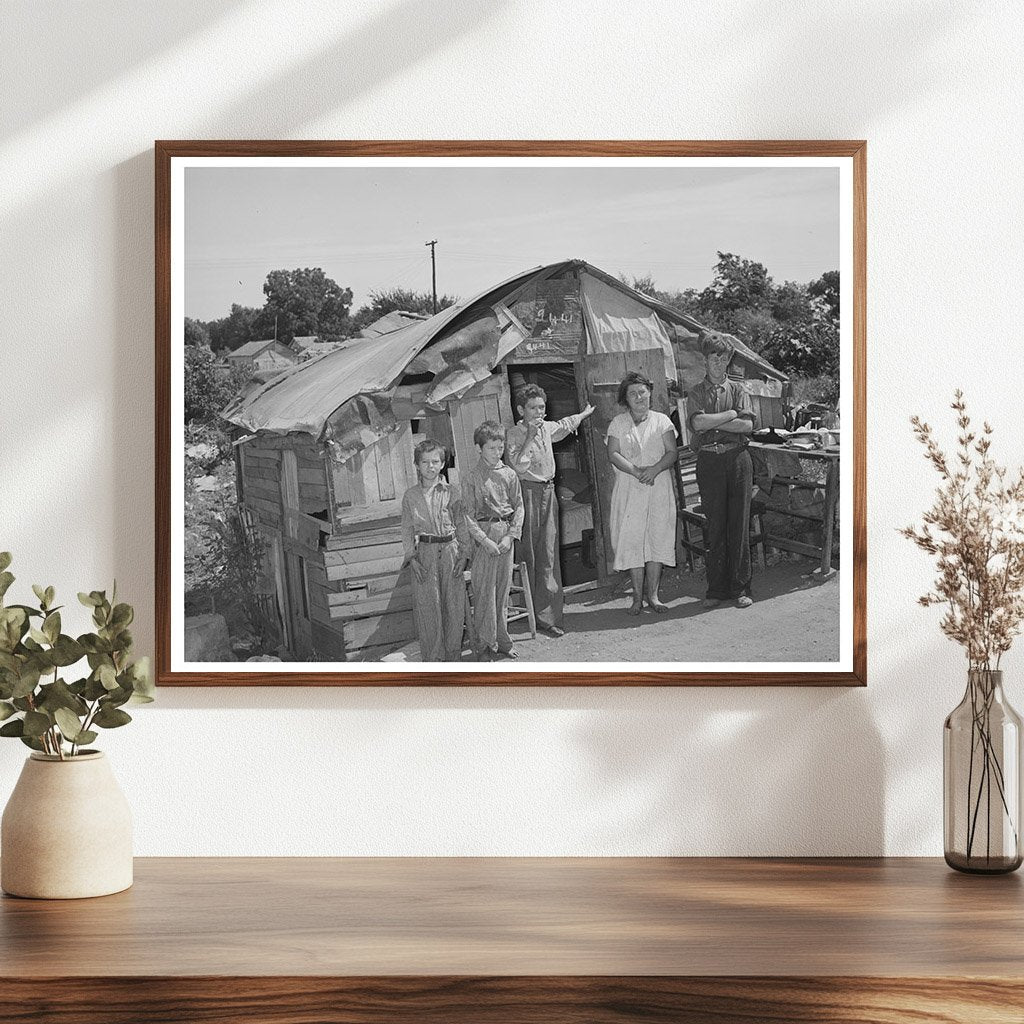Family in Makeshift Shack Near Mays Avenue Camp 1939
