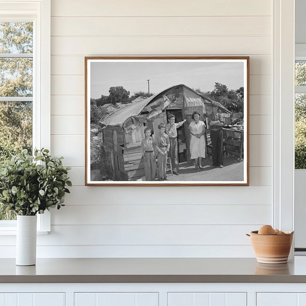 Family in Makeshift Shack Near Mays Avenue Camp 1939