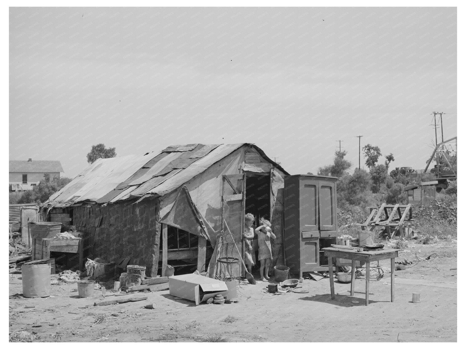 Family in Shack at Mays Avenue Camp Oklahoma City 1939