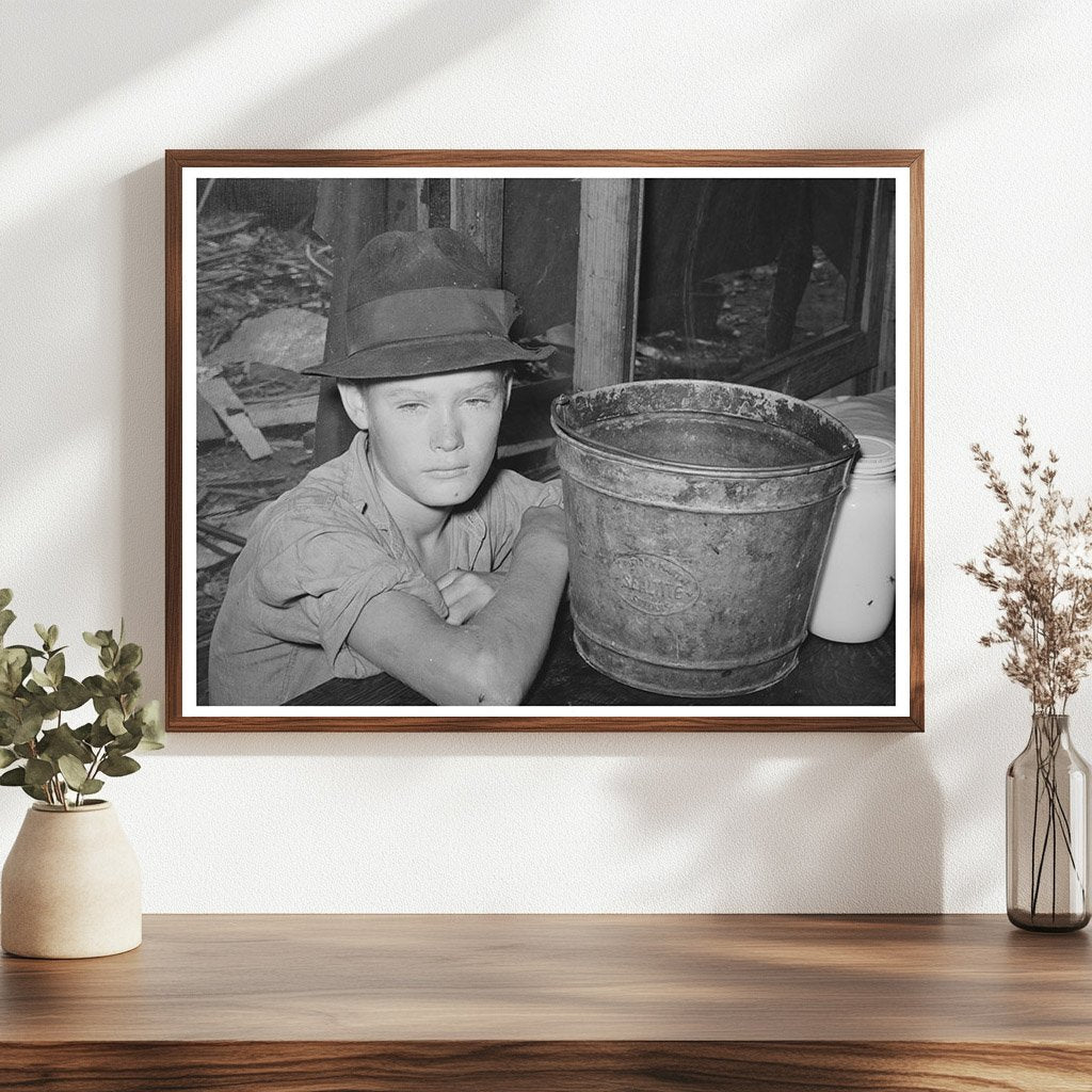 Boy at Table in Oklahoma City Shack July 1939