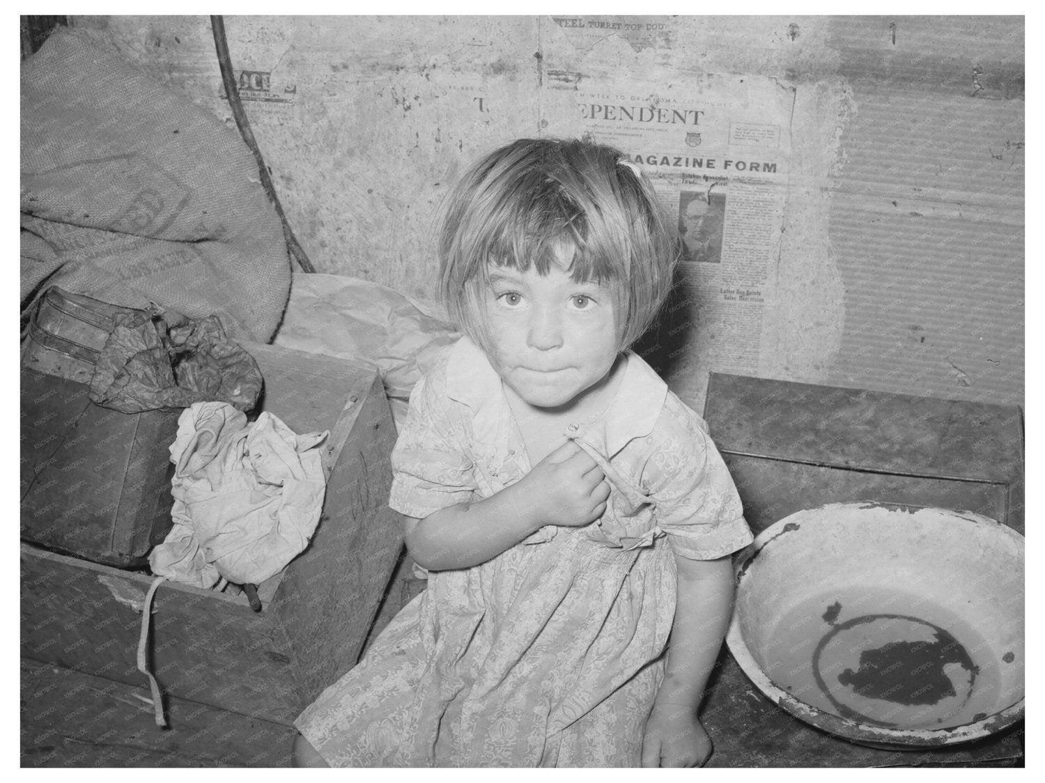 Young Girl in Shack Home Oklahoma City July 1939