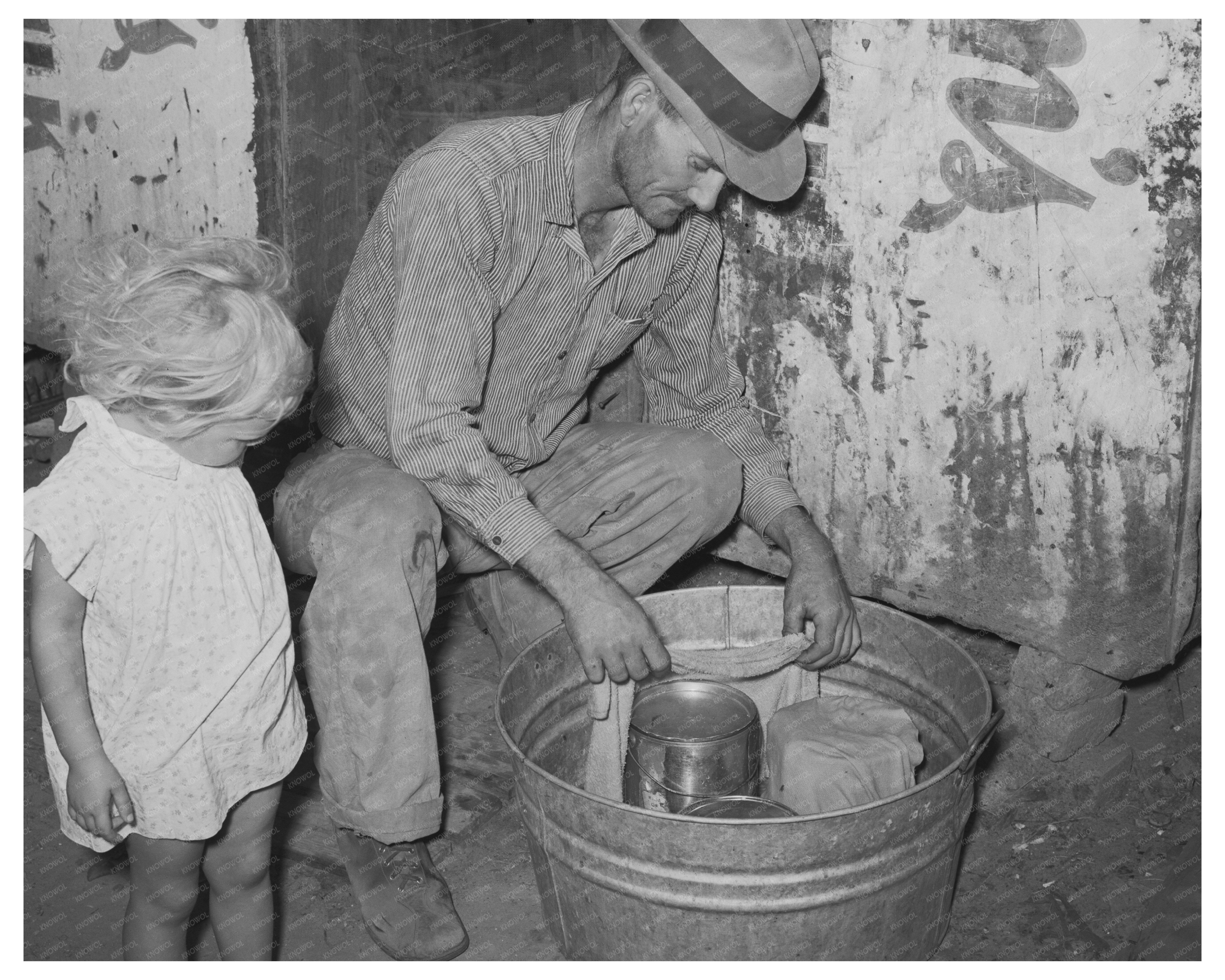 Oklahoma City Camp Resident Cooling Milk July 1939