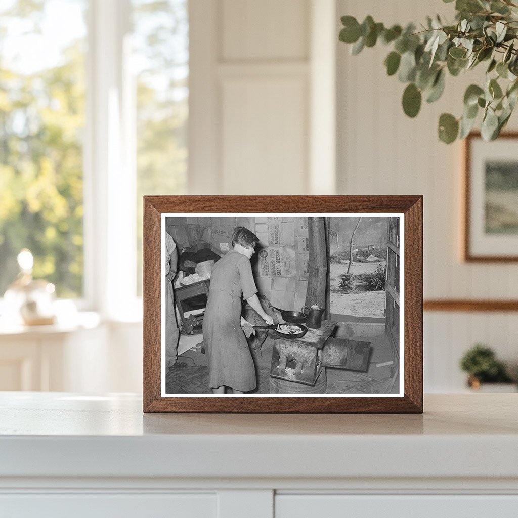 Woman Prepares Breakfast in Mays Avenue Camp 1939