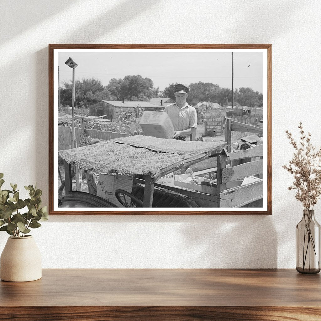 Oklahoma City 1939 Boy Unloading Crates from Oil Truck