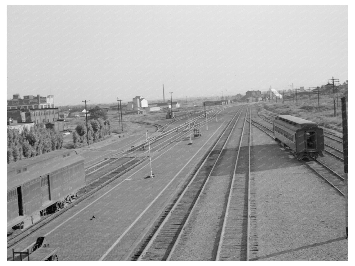 Vintage Railroad Yard Scene Muskogee Oklahoma 1939