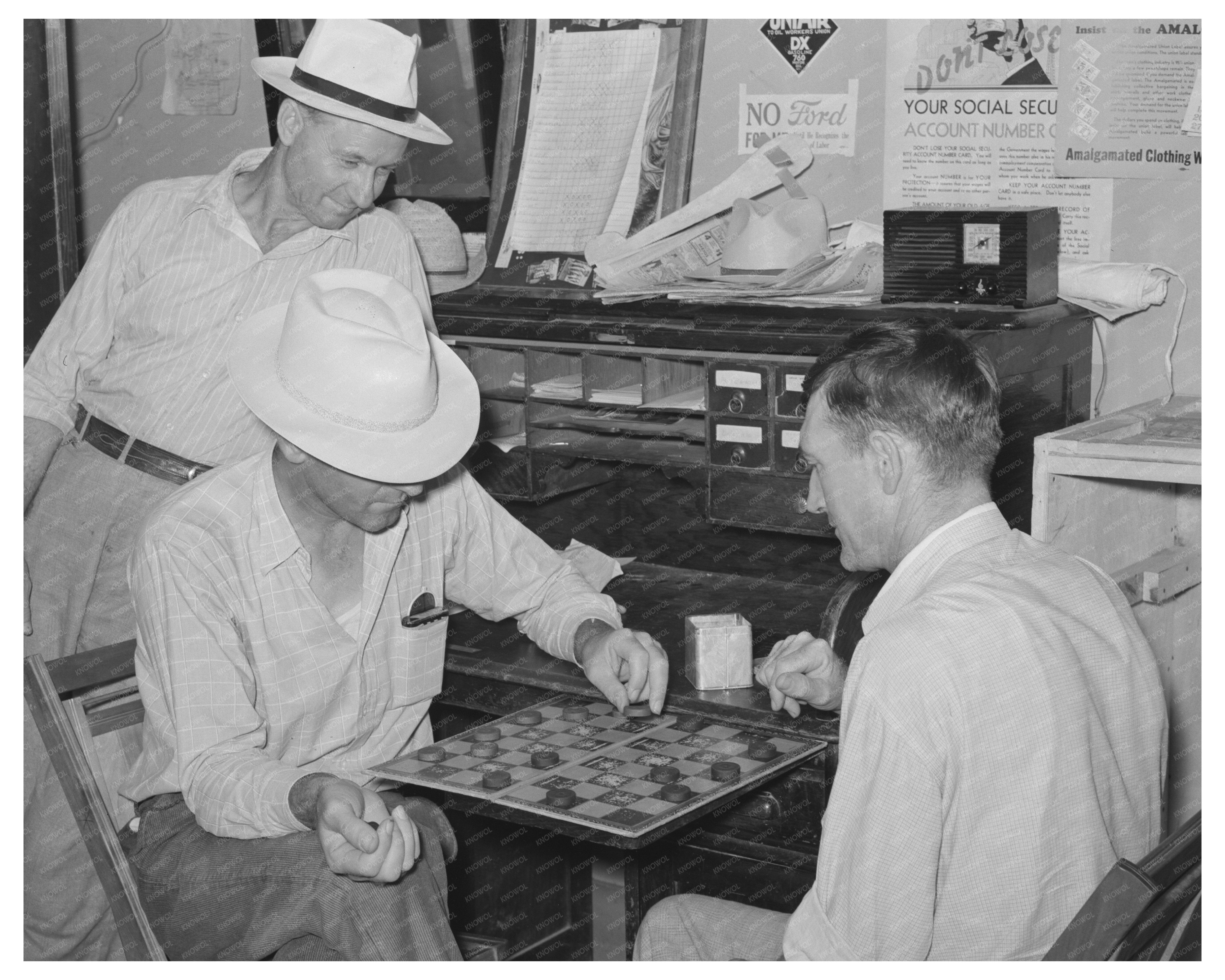 Oil Workers Playing Checkers in Seminole Oklahoma 1939