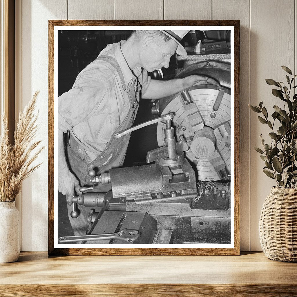 Machinist Operating Lathe in Seminole Oil Refinery 1939