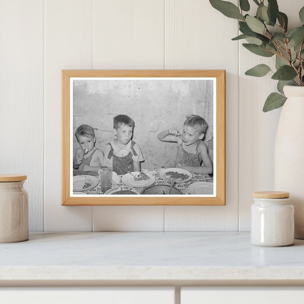 Children of Unemployed Oil Worker Eating Supper 1939