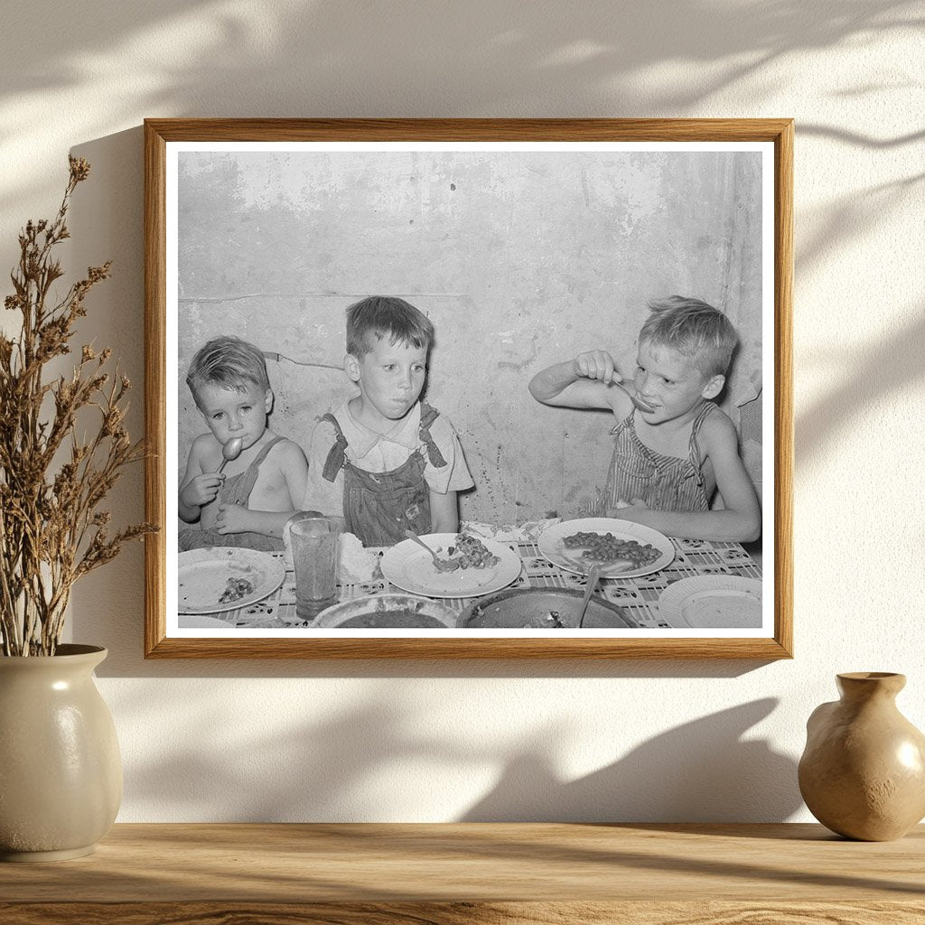 Children of Unemployed Oil Worker Eating Supper 1939